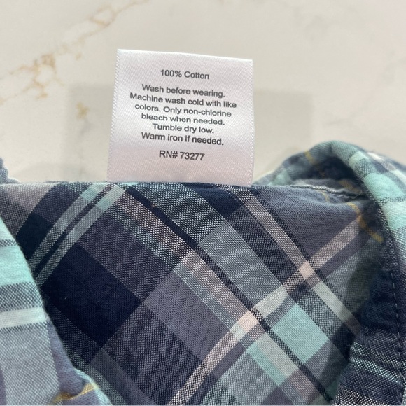 Boys Blue Plaid Button Down Shirt - Jumping Beans - Size 5 - Picture 4 of 7